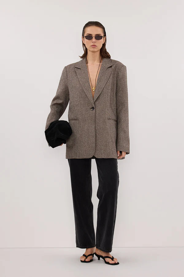 FRANKIE CHOC OVERSIZED TWEED BOYFRIEND BLAZER