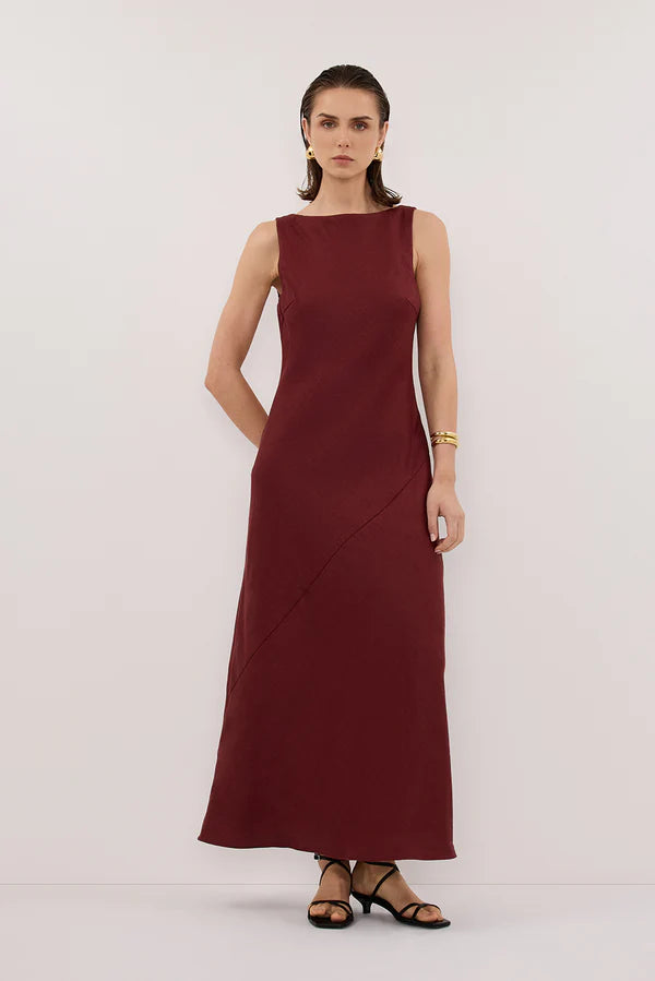 LACY SAHARA SLEEVELESS LINEN MIDI DRESS