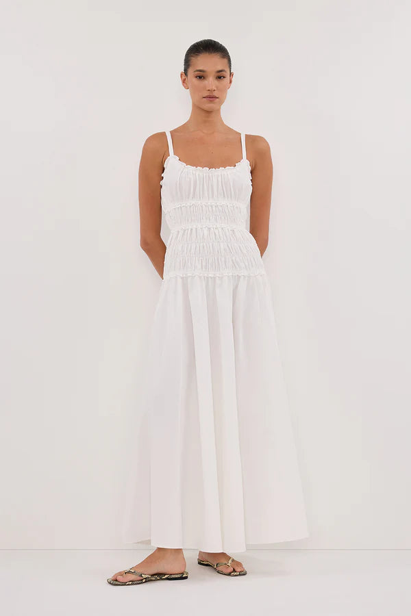 TOBY WHITE COTTON MIDI DRESS
