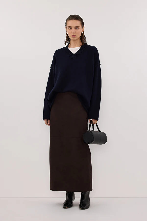 FLINT INK V NECK KNIT JUMPER