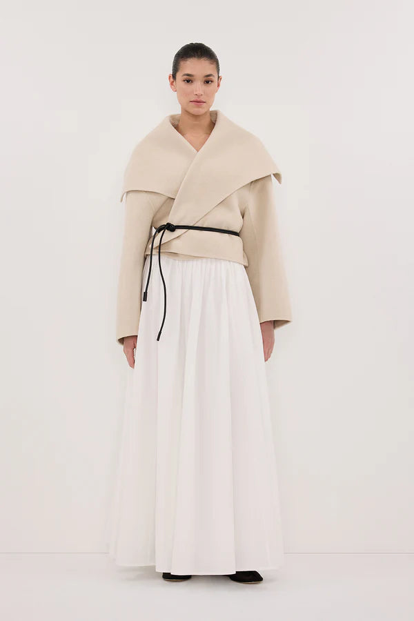 LUCIA BONE CROPPED WOOL BLEND TRENCH COAT