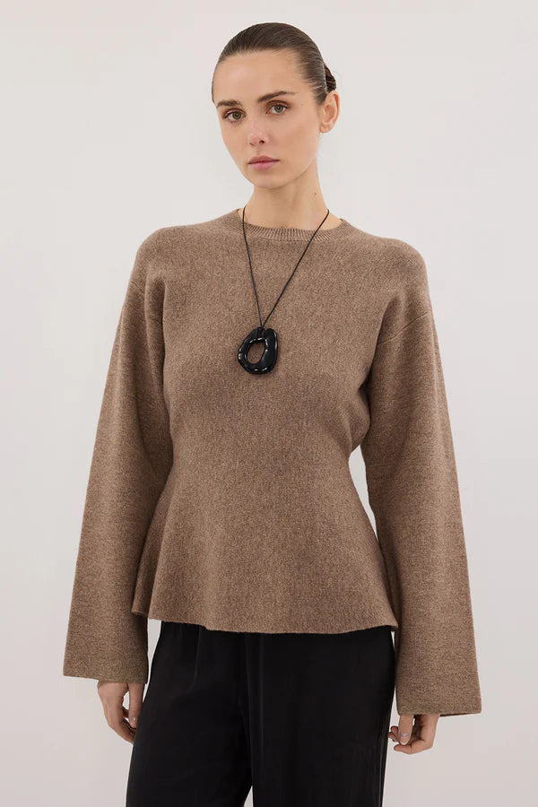 LANIE CHOC LONG SLEEVE KNIT TOP