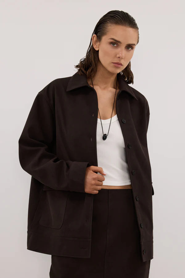 OTIS BITTER CHOC FAUX SUEDE JACKET