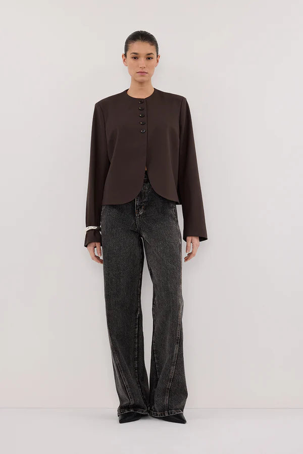RYAN BITTER CHOC CROPPED BLAZER